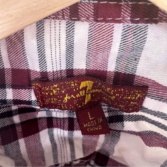 5/$25 7 for all mankind girls large red black long sleeve collared shirt - Picture 2 of 6